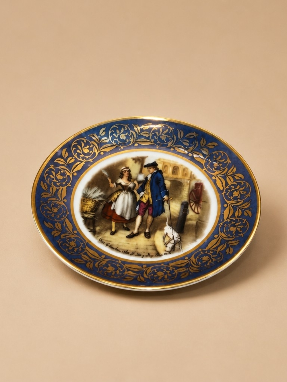 Vintage Guillen Porcelain Decorative Plate with Romantic Scene Made Madrid Spain